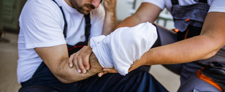 industrial worker with an injured hand