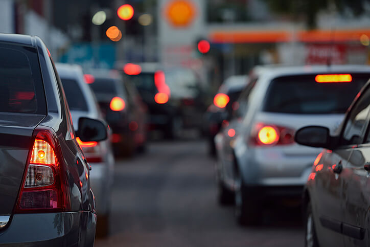 Cars sitting in traffic