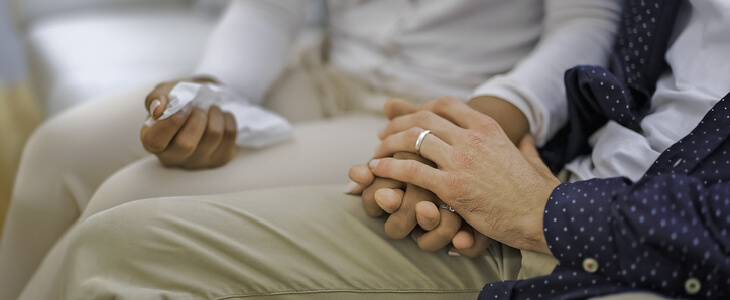 A family member embracing another family member after a wrongful death accident