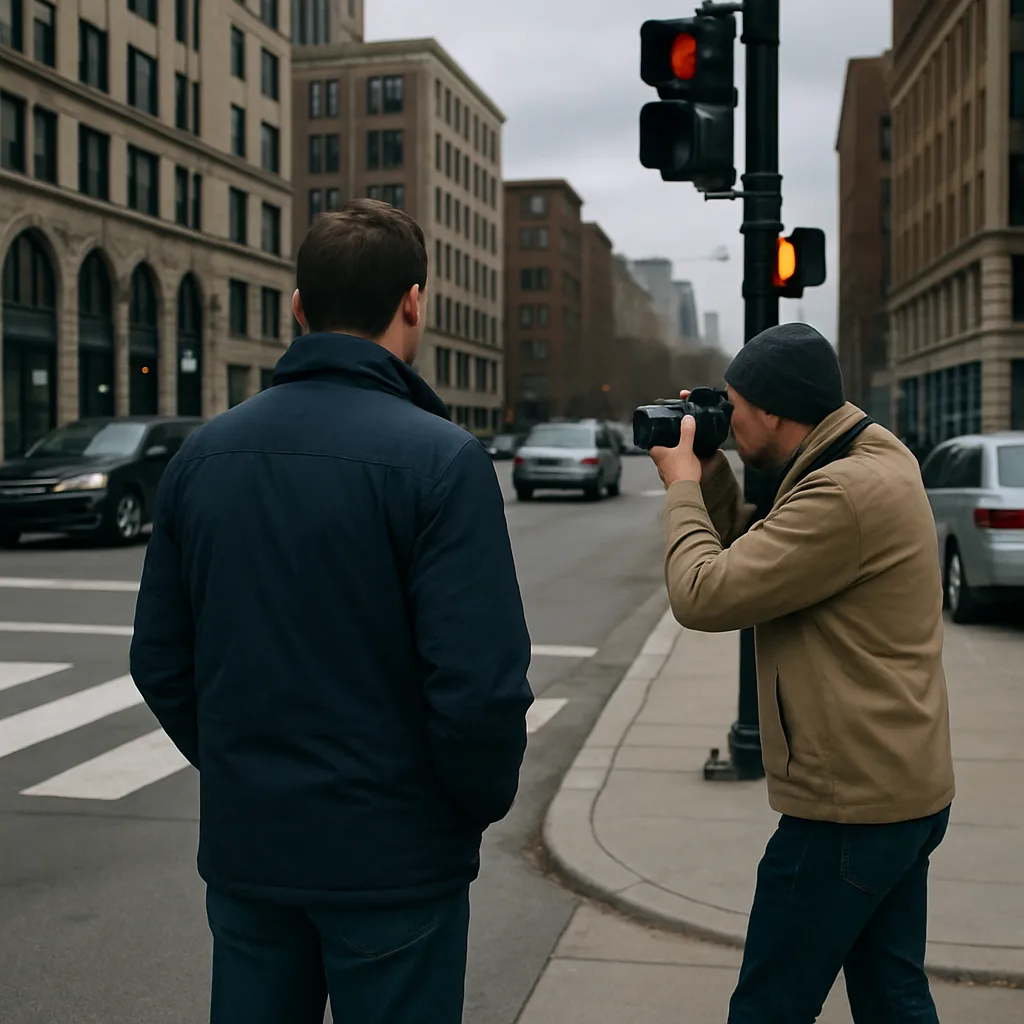 Documenting a Chicago pedestrian accident scene after a vehicle collision