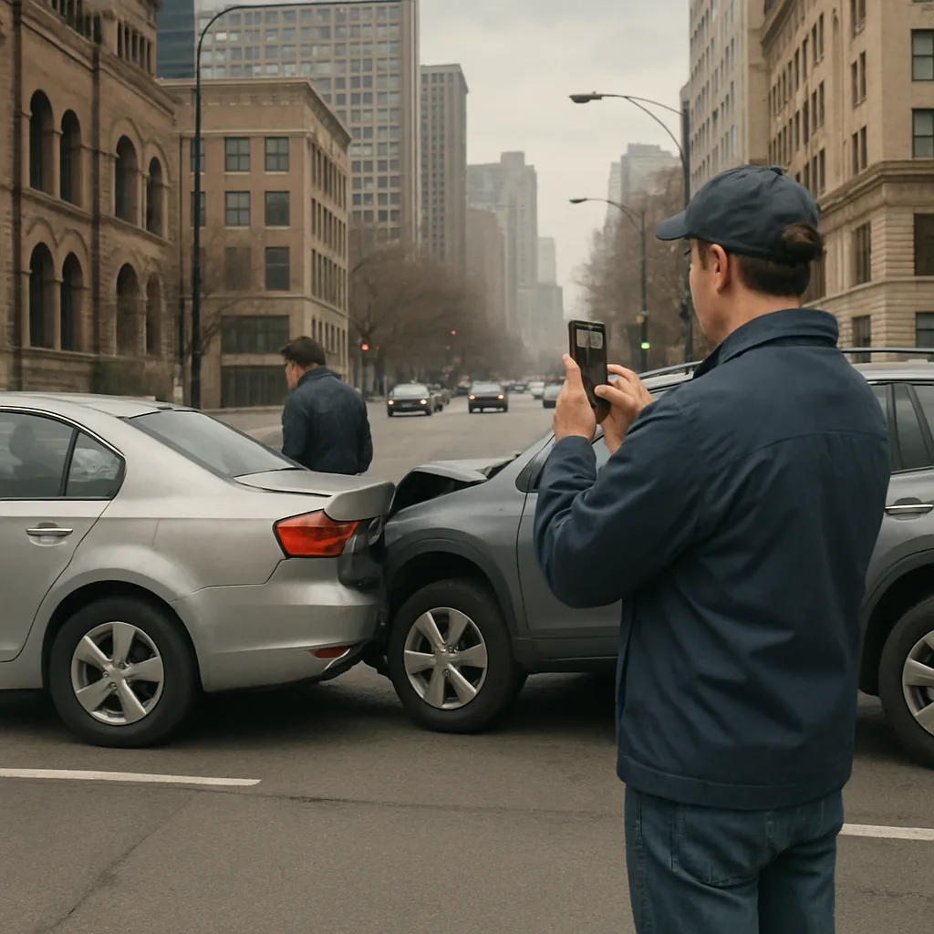 Photographing vehicle positions after a Chicago rear-end collision